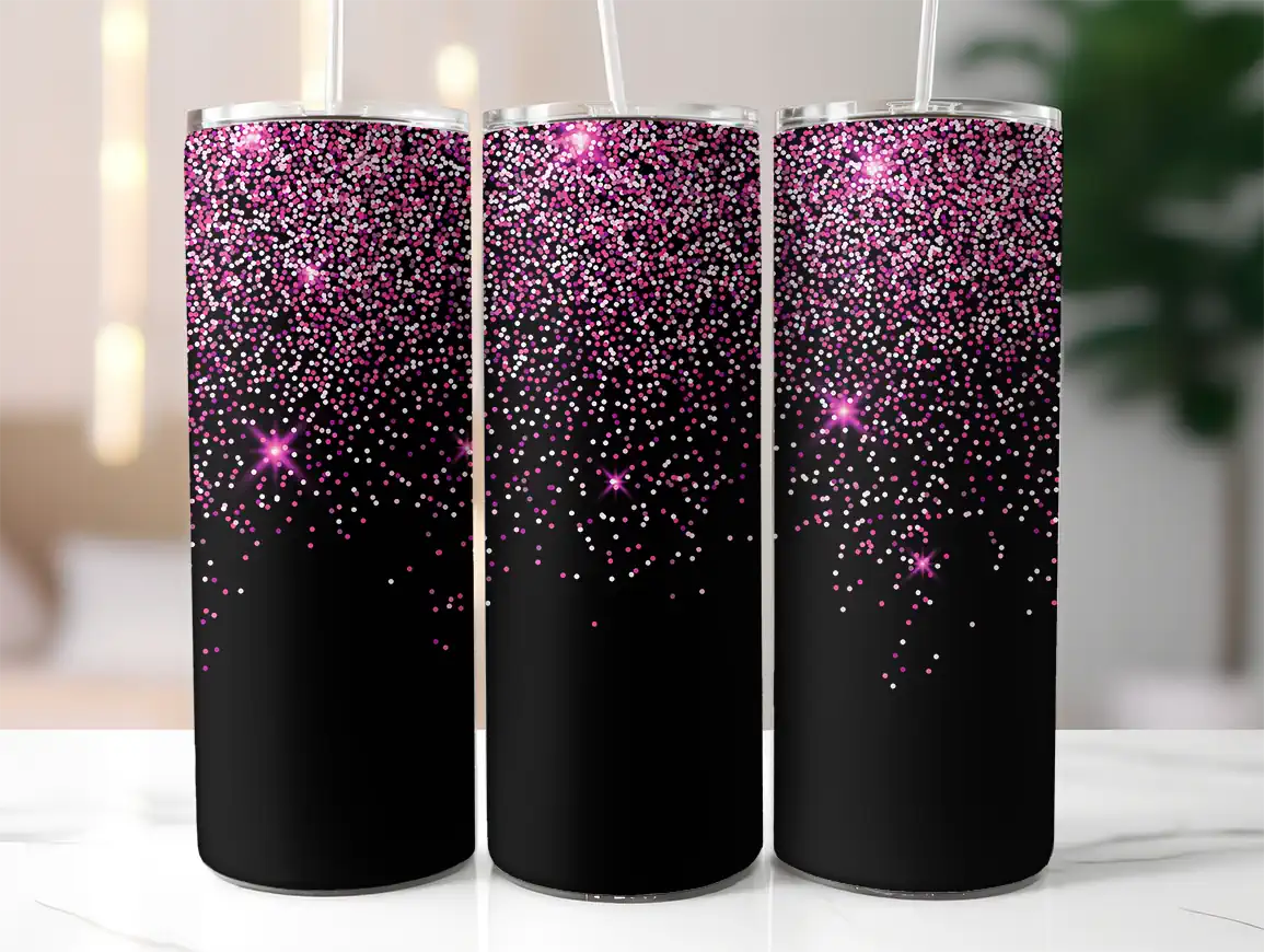 tumb-black-pink-glitter Tumbler - Black pink glitter - Слика 1